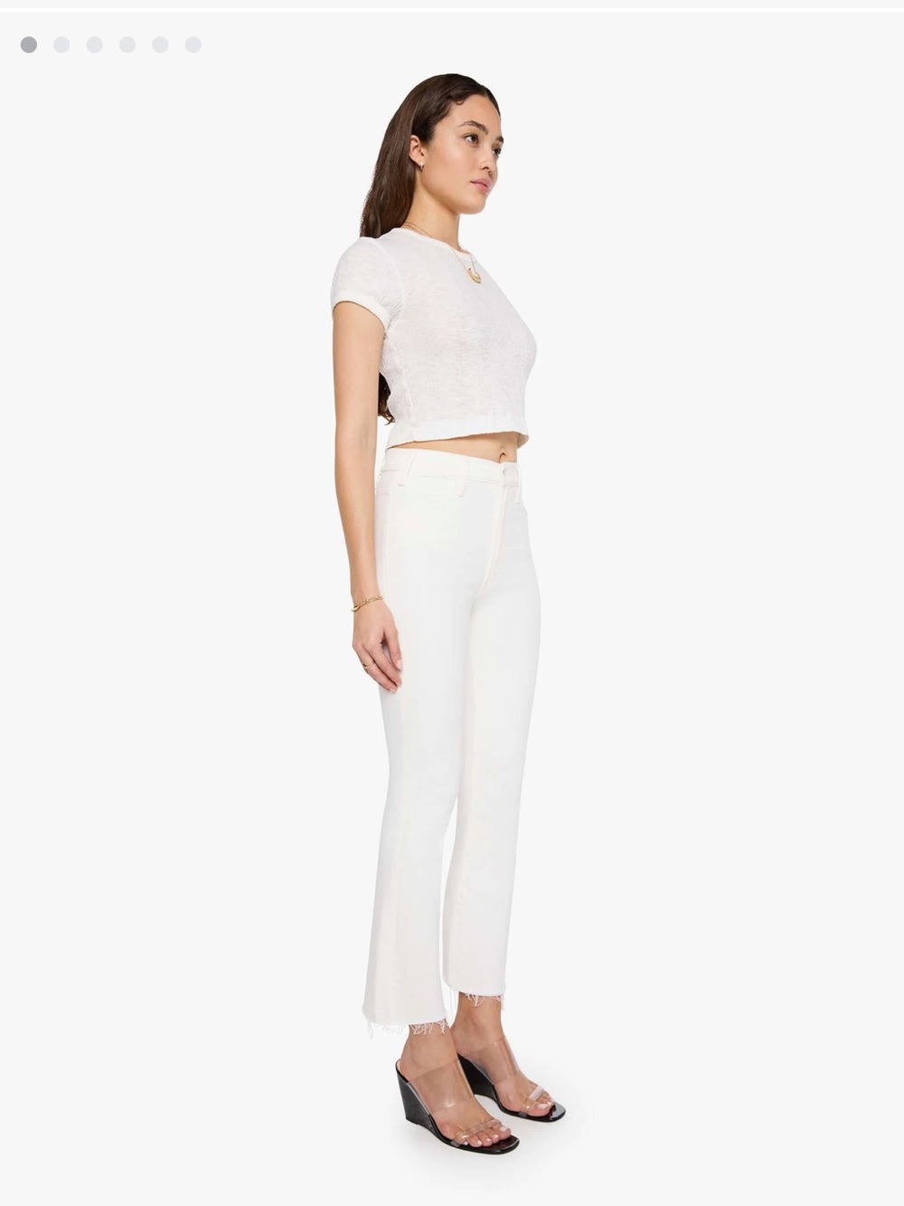 MOTHER White 'The Hustler' Ankle Fray Jeans